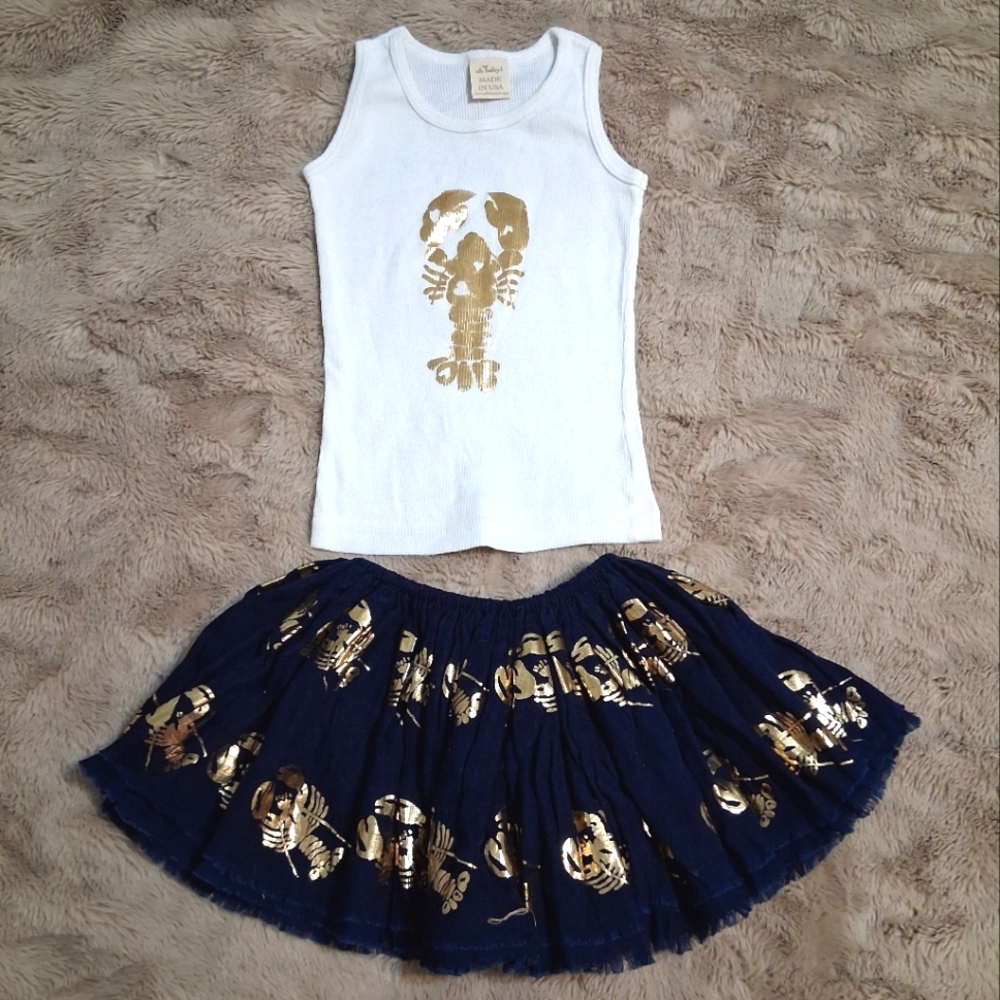 Oh Baby Golden Lobster Print Skirt and Tank top set 2T